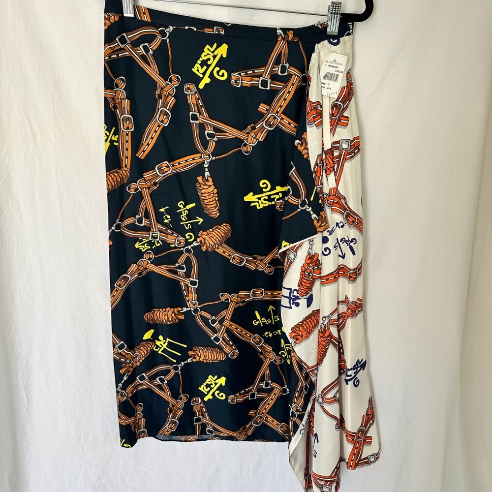 NWT Tibi Asymmetric Silk Midi Panel Skirt sz 10